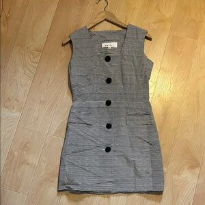 Striped Sleeveless Mini Dress with Front Buttons